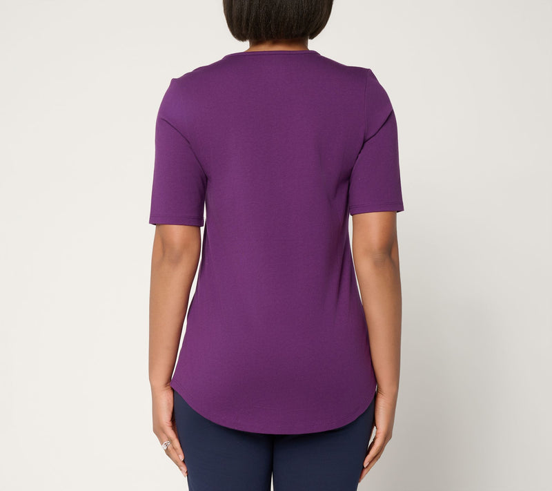 Denim & Co. Essentials Regular Perfect Jersey Henley Tunic — View 4