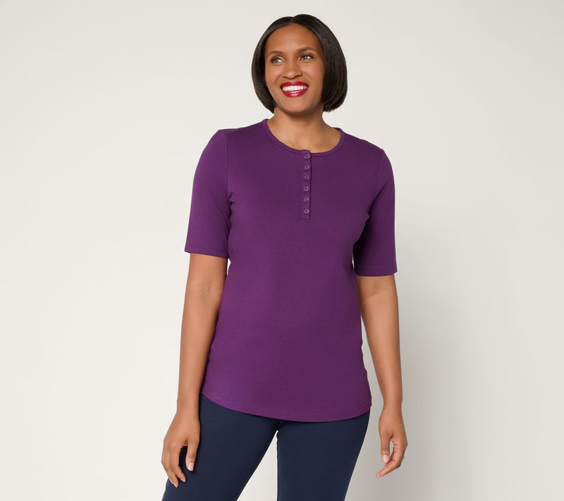 Denim & Co. Essentials Regular Perfect Jersey Henley Tunic — View 16