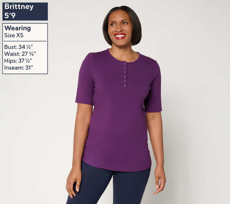 Denim & Co. Essentials Petite Perfect Jersey Henley Tunic — View 4