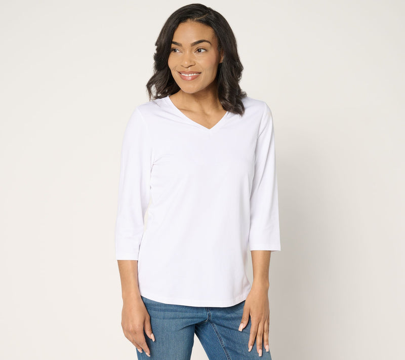 Denim & Co. Essentials Cool to the Touch Cotton Modal V-Neck Top — View 8