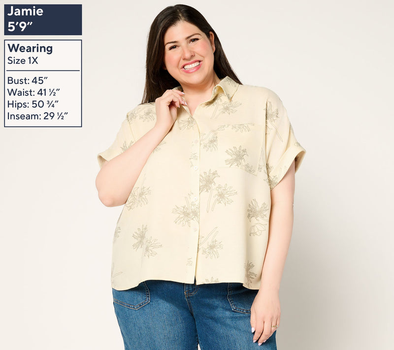 Martha Stewart Signature Printed Button Front Shirt — View 2