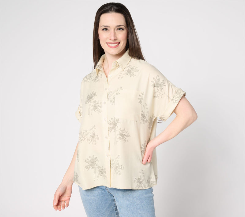 Martha Stewart Signature Printed Button Front Shirt — View 11
