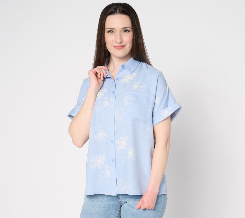 Martha Stewart Signature Printed Button Front Shirt — Main view