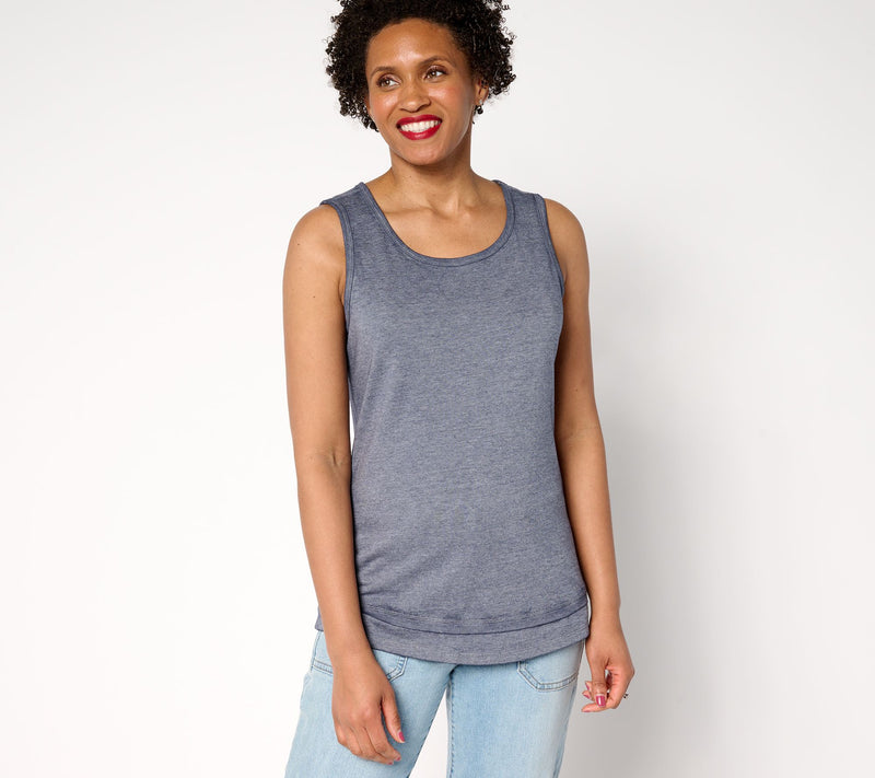 AnyBody Beach Wash Jersey and Rib Mixed Tank — View 9