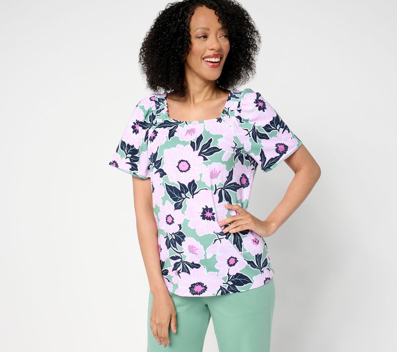 AnyBody Cozy Knit Square Neck Puff Sleeve Fashion Top — View 3