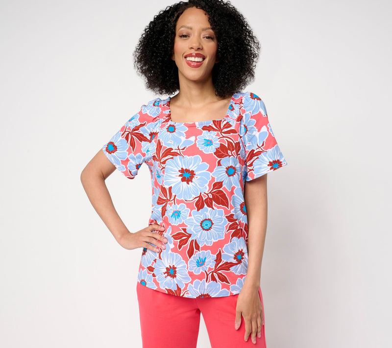 AnyBody Cozy Knit Square Neck Puff Sleeve Fashion Top — View 5