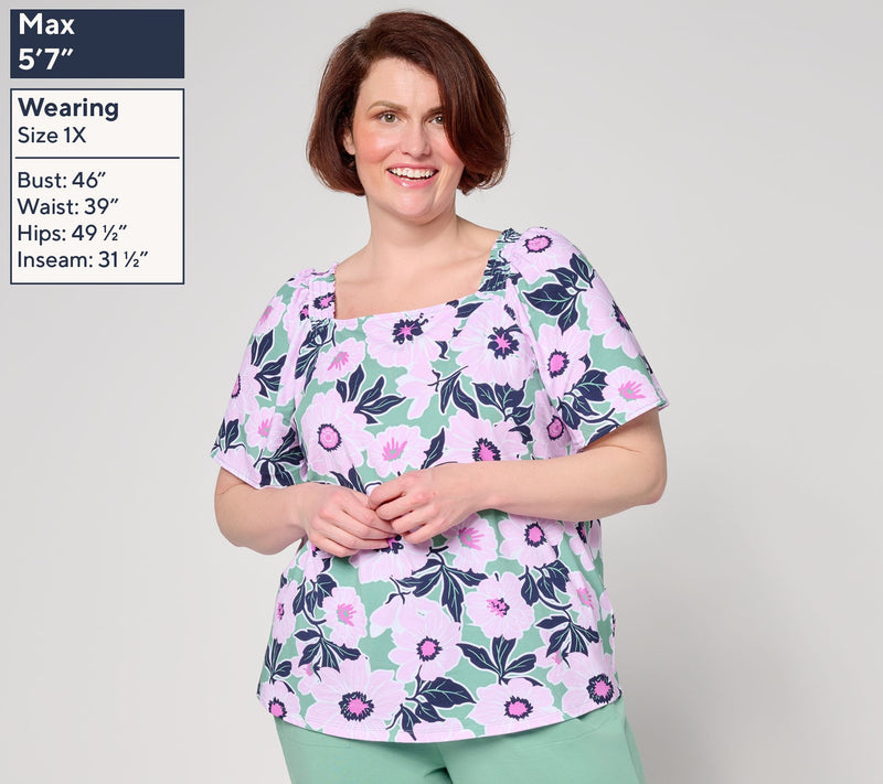AnyBody Cozy Knit Square Neck Puff Sleeve Fashion Top — View 6