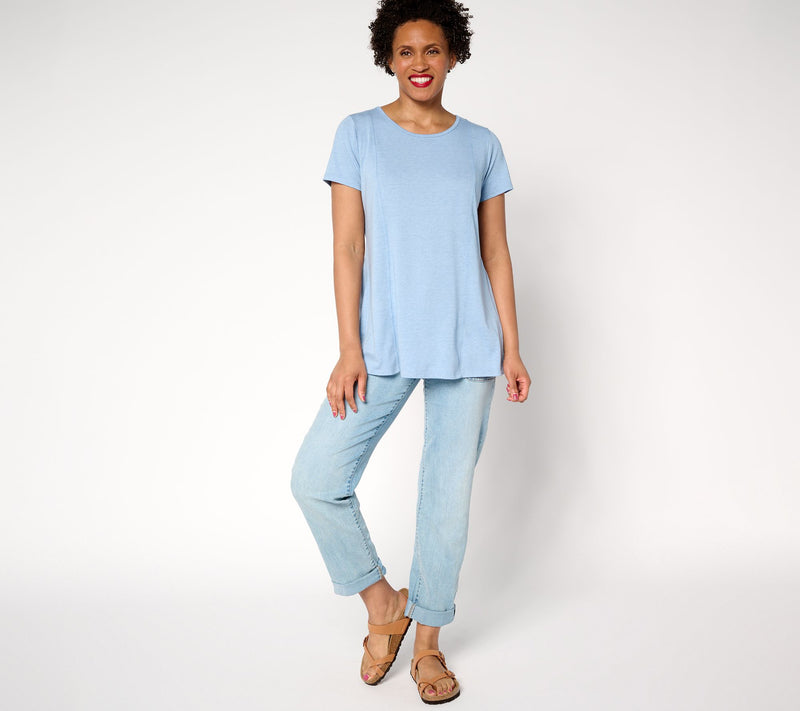 AnyBody Beach Wash Jersey Swing Top with Pleated Back — View 15
