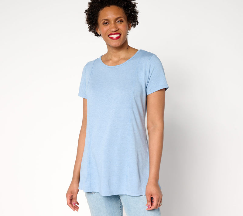 AnyBody Beach Wash Jersey Swing Top with Pleated Back — View 9