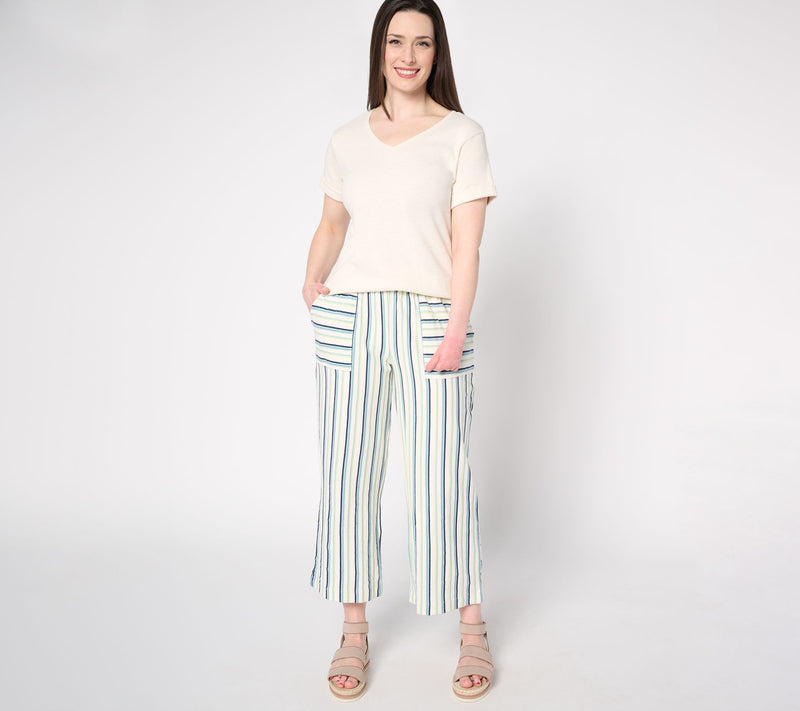 AnyBody Regular Cotton Novlety Knit Stripe Cropped Pants — View 5