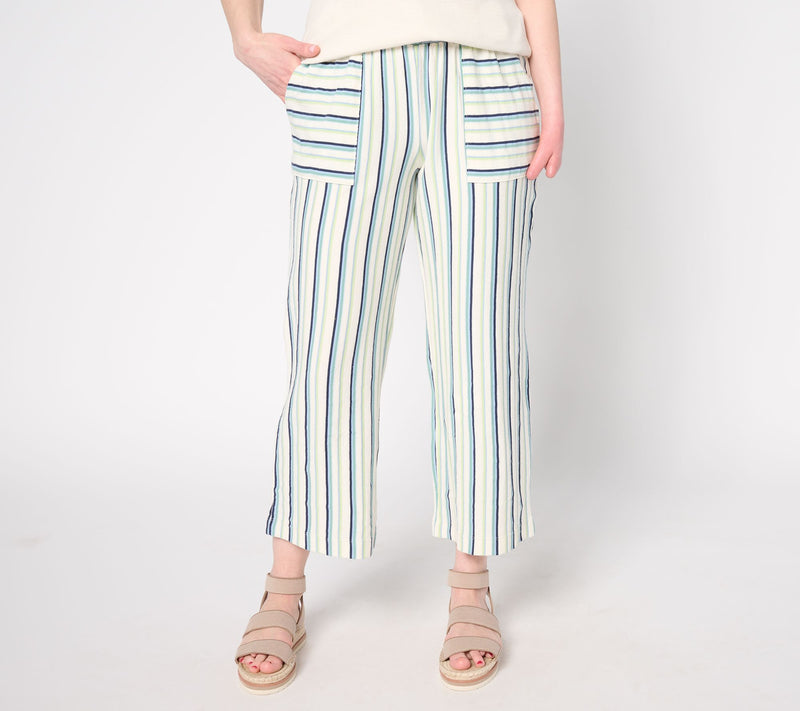 AnyBody Regular Cotton Novlety Knit Stripe Cropped Pants — View 10