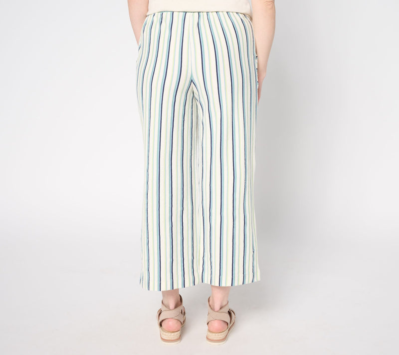 AnyBody Regular Cotton Novlety Knit Stripe Cropped Pants — View 4