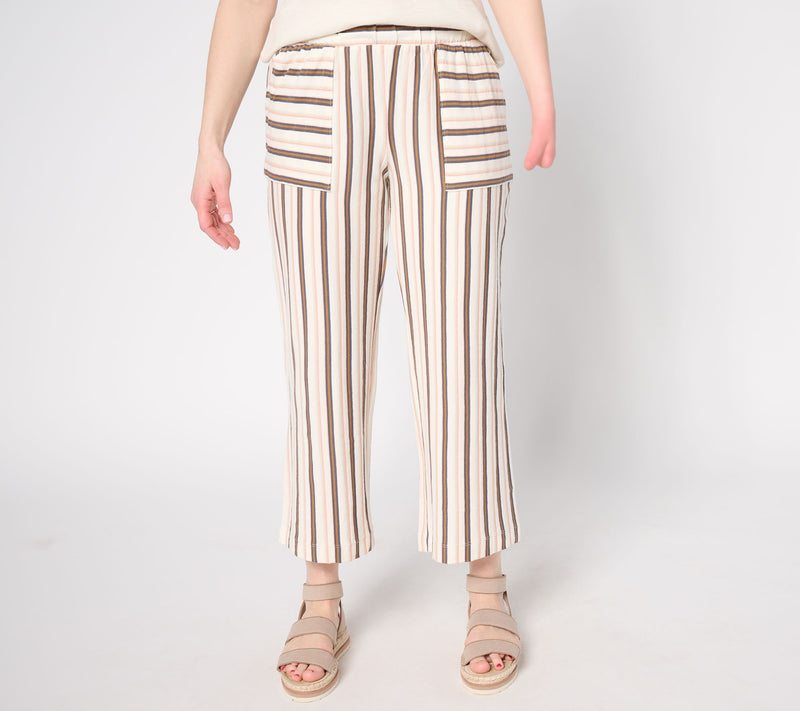 AnyBody Regular Cotton Novlety Knit Stripe Cropped Pants — View 12