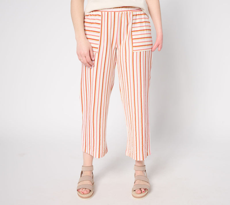 AnyBody Petite Cotton Novelty Knit Stripe Cropped Pants — View 11