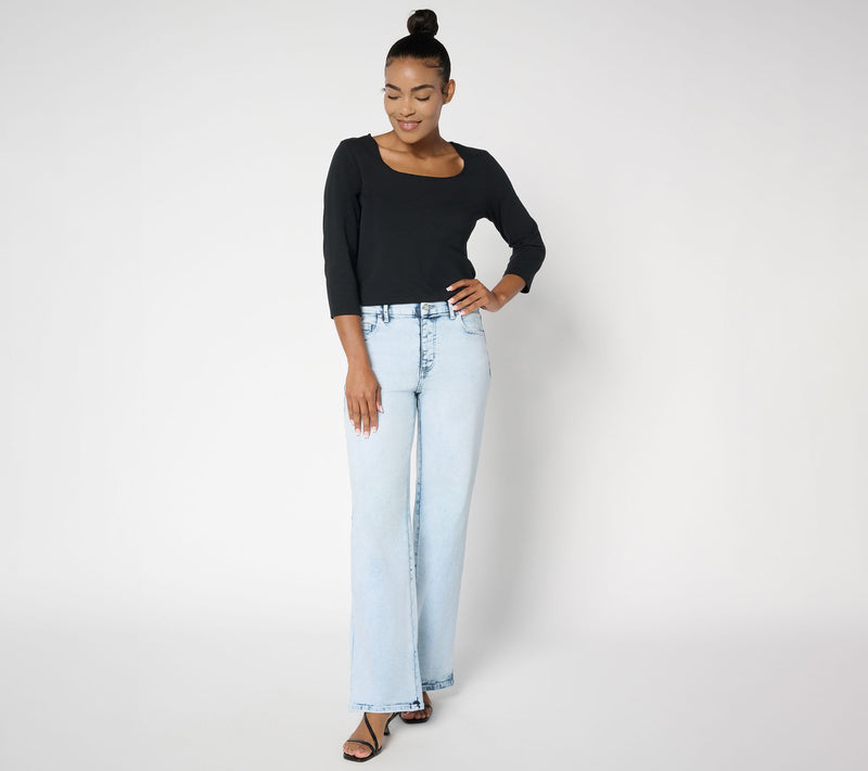 Women with Control Contour Curves Petite Indigo Wide Leg Jeans — View 11