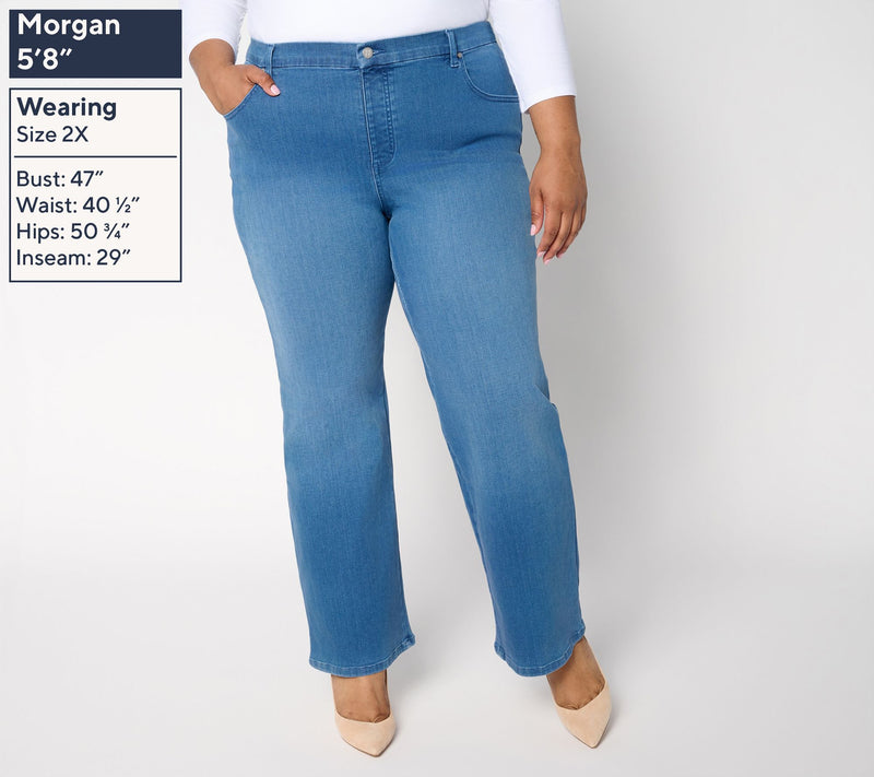 Women with Control Contour Curves Petite Indigo Wide Leg Jeans — View 8