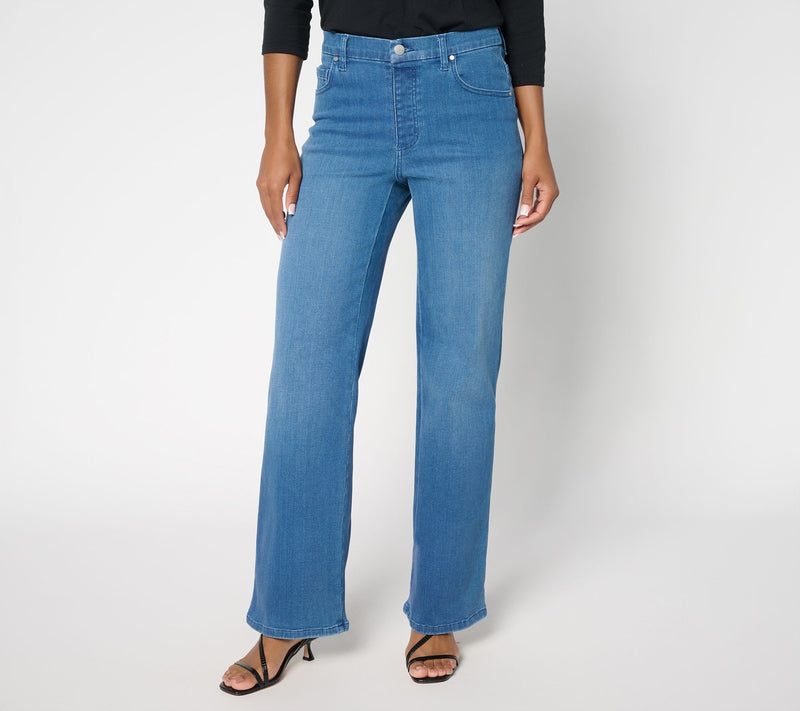Women with Control Contour Curves Petite Indigo Wide Leg Jeans — View 5