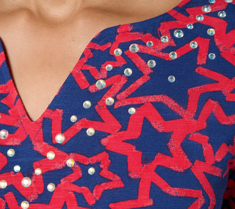 Quacker Factory Starlet Split Neck Elbow Sleeve Top — View 6