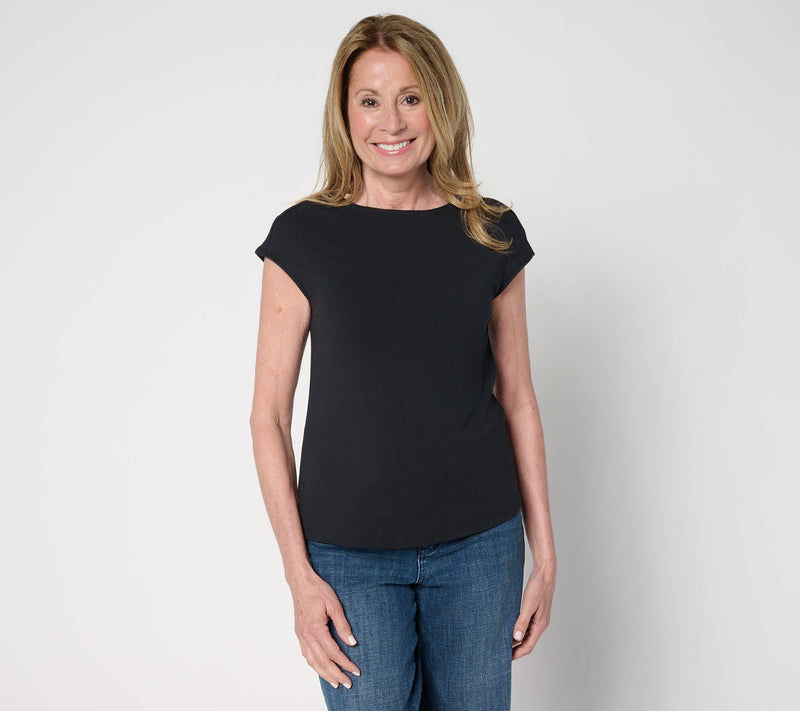 Me by Jennie Garth Marie Boatneck Cap Sleeve Tee — View 2