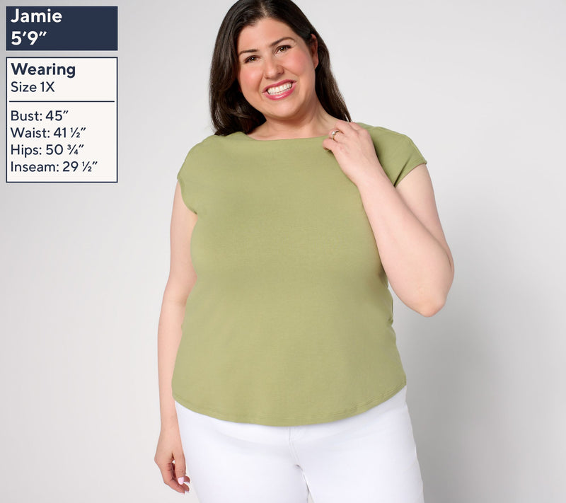 Me by Jennie Garth Marie Boatneck Cap Sleeve Tee — View 5