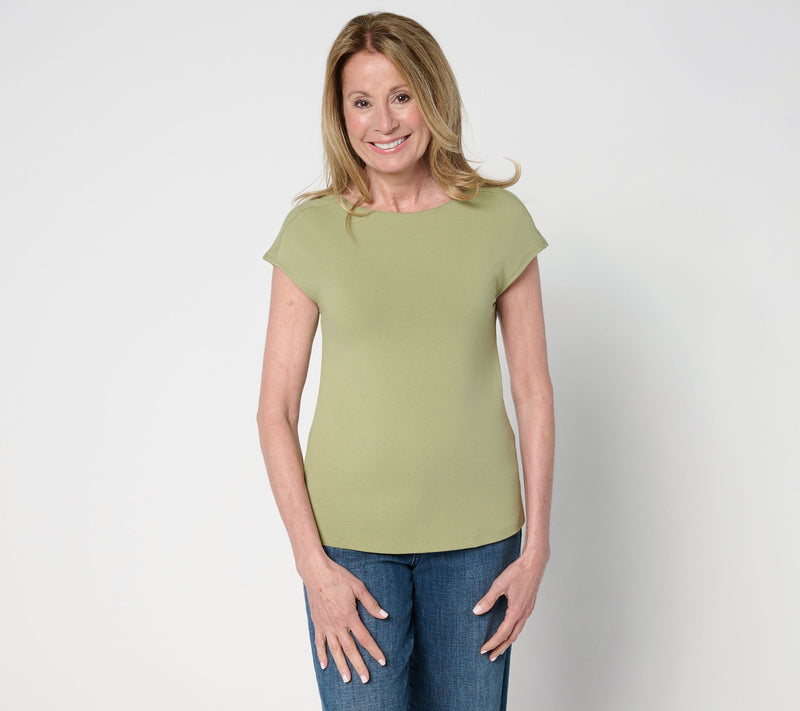 Me by Jennie Garth Marie Boatneck Cap Sleeve Tee — View 3