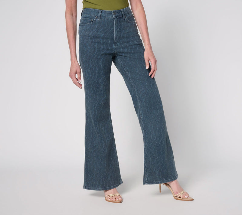 Me by Jennie Garth Regular Printed Flare Jeans- Indigo — Main view