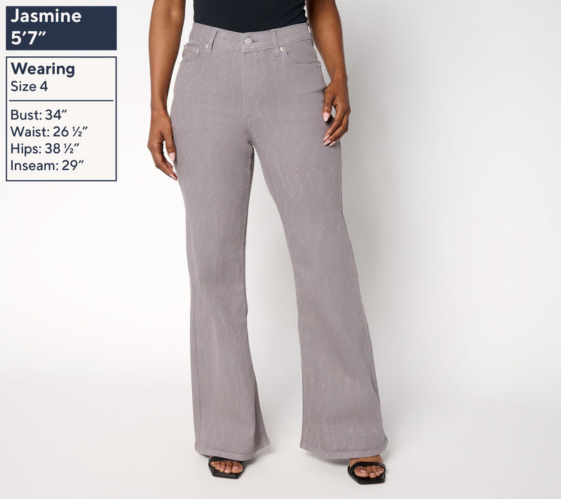 Me by Jennie Garth Dune Regular Printed Flare Jeans- Color — View 3