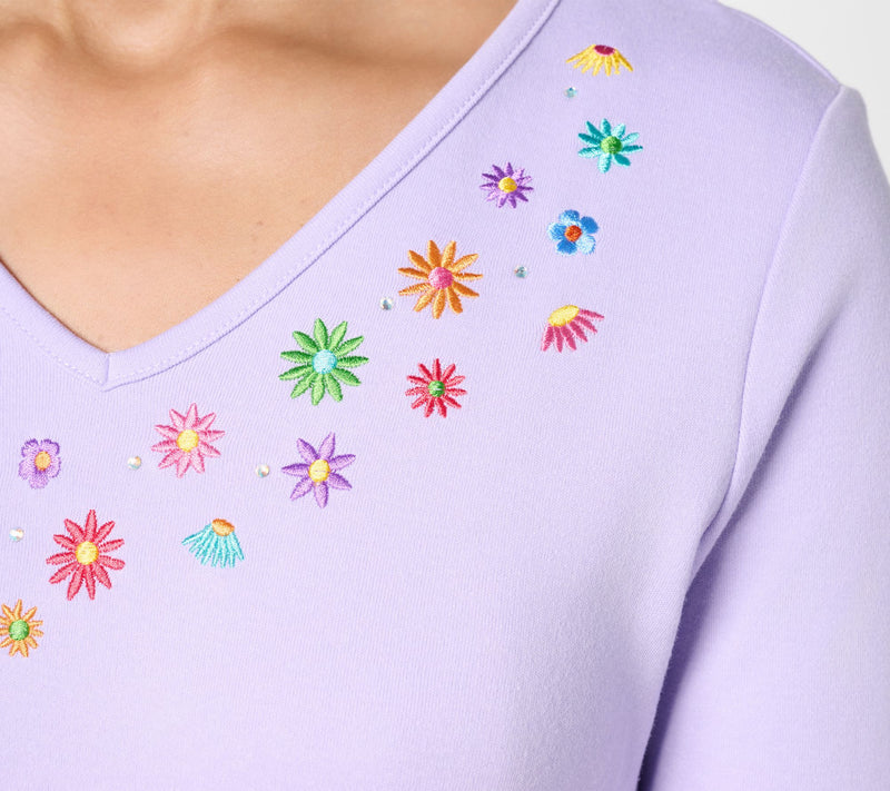 Quacker Factory Tiny Daisies Set of 2 Elbow Sleeve Tops — View 6