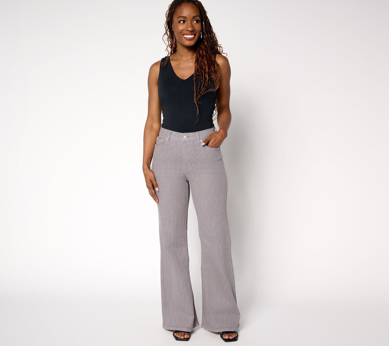 Me by Jennie Garth Petite Printed Flare Jeans- Color — View 5