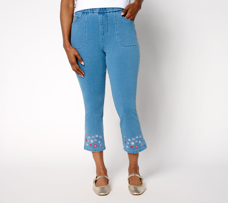 Quacker Factory Regular DreamJeannes Wildflower Crop Pants — Main view