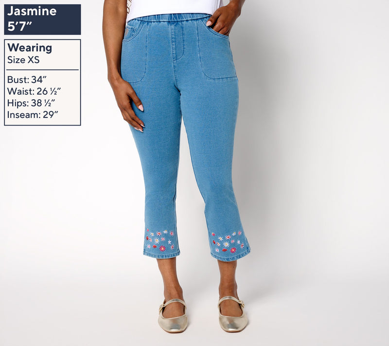 Quacker Factory Regular DreamJeannes Wildflower Crop Pants — View 7