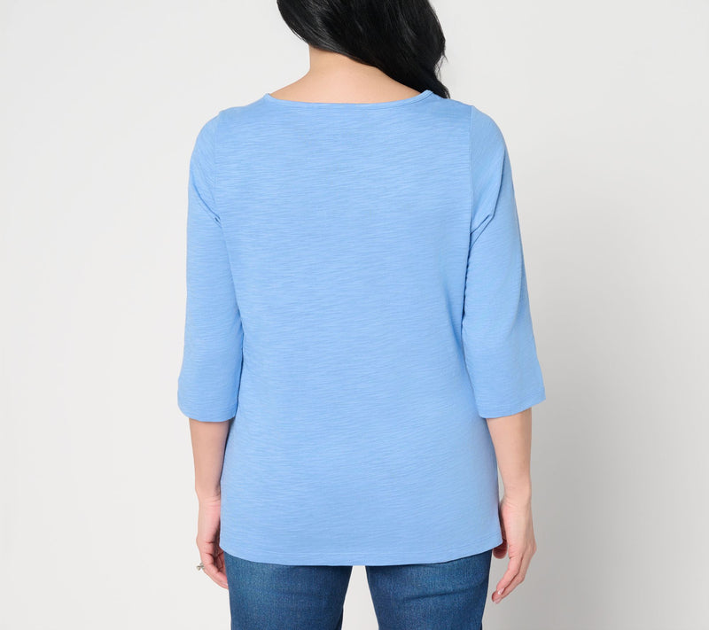 Quacker Factory Fresh Cut Bouquet Bateau 3/4 Sleeve Top — View 4