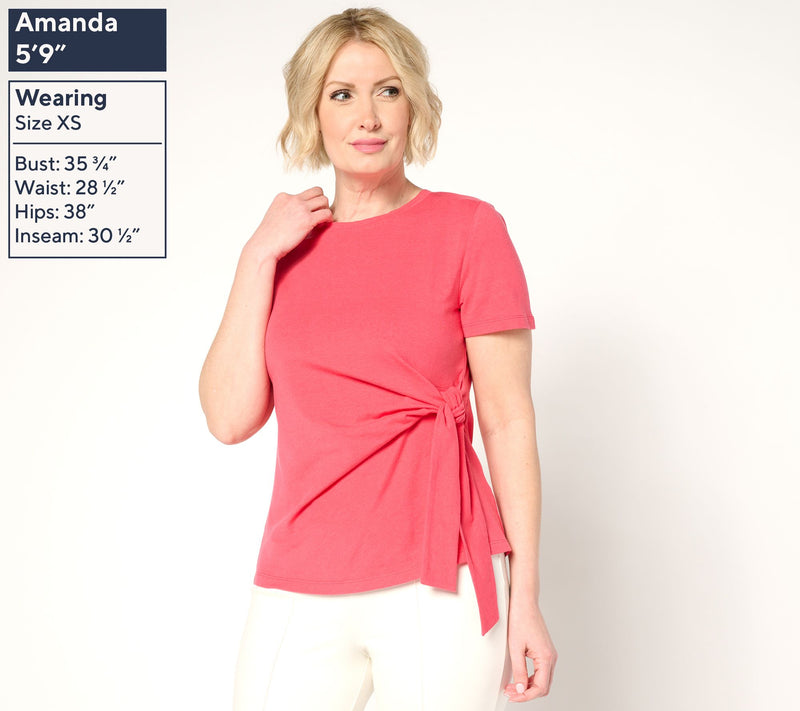 BEAUTIFUL by Lawrence Zarian Classic Knit Short Sleeve Tie Front Top — View 11