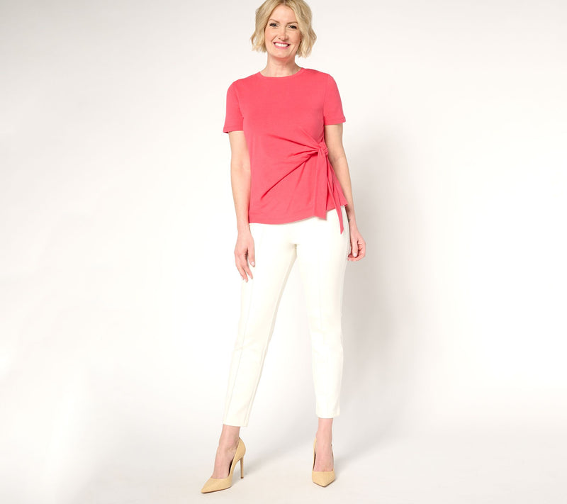 BEAUTIFUL by Lawrence Zarian Classic Knit Short Sleeve Tie Front Top — View 13