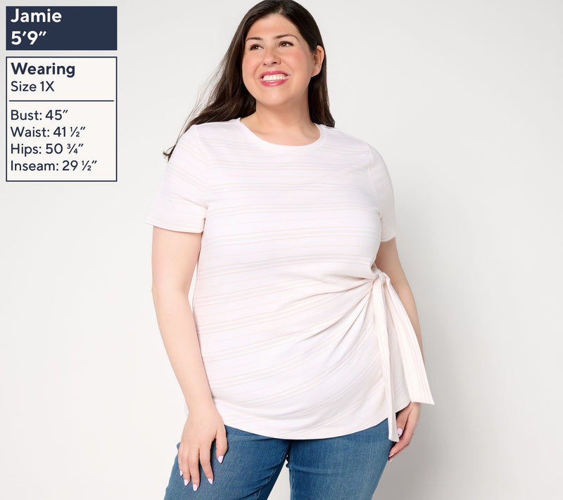BEAUTIFUL by Lawrence Zarian Classic Knit Short Sleeve Tie Front Top — View 10