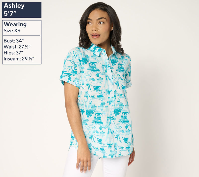 BEAUTIFUL by Lawrence Zarian 100% Cotton Short Sleeve Printed Shirt — View 11