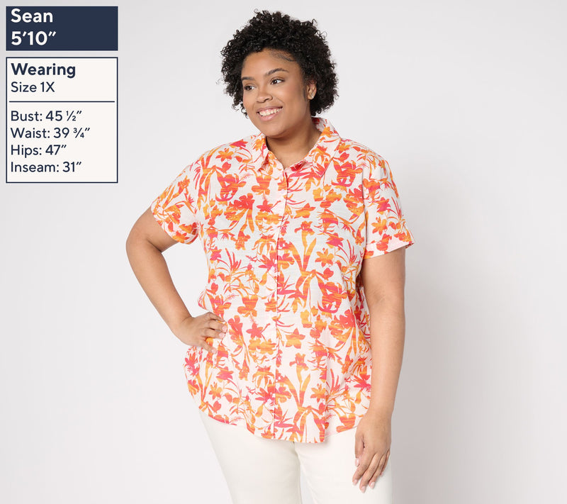 BEAUTIFUL by Lawrence Zarian 100% Cotton Short Sleeve Printed Shirt — View 10