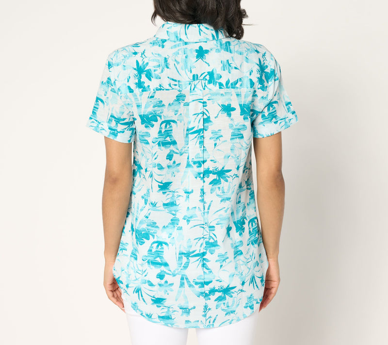 BEAUTIFUL by Lawrence Zarian 100% Cotton Short Sleeve Printed Shirt — View 12