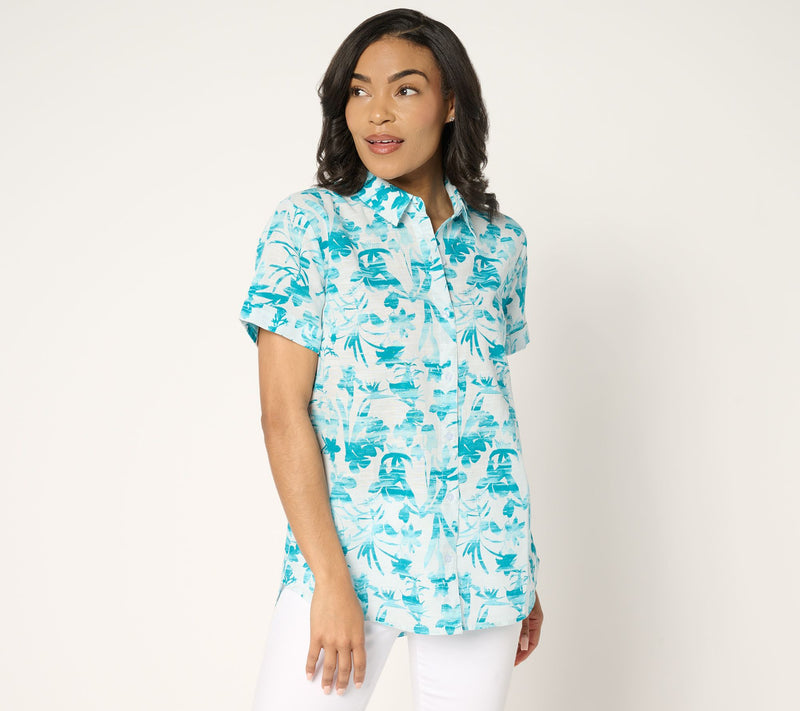 BEAUTIFUL by Lawrence Zarian 100% Cotton Short Sleeve Printed Shirt — View 7