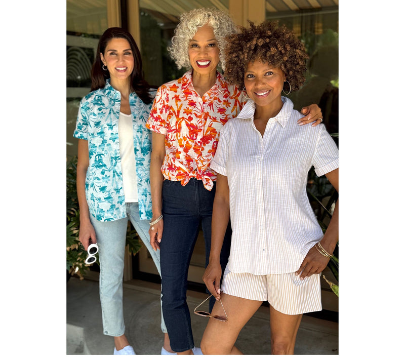 BEAUTIFUL by Lawrence Zarian 100% Cotton Short Sleeve Printed Shirt — View 16