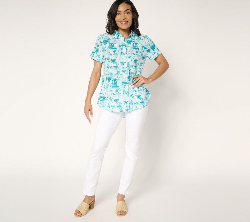 BEAUTIFUL by Lawrence Zarian 100% Cotton Short Sleeve Printed Shirt — View 13
