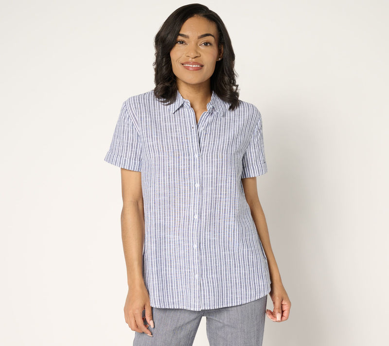 BEAUTIFUL by Lawrence Zarian 100% Cotton Short Sleeve Printed Shirt — View 9