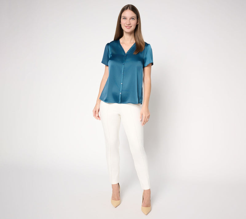 BEAUTIFUL by Lawrence Zarian Cap Sleeve Button Front Top — View 5