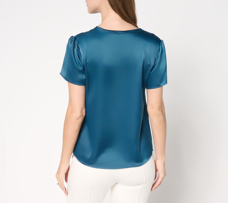BEAUTIFUL by Lawrence Zarian Cap Sleeve Button Front Top — View 4