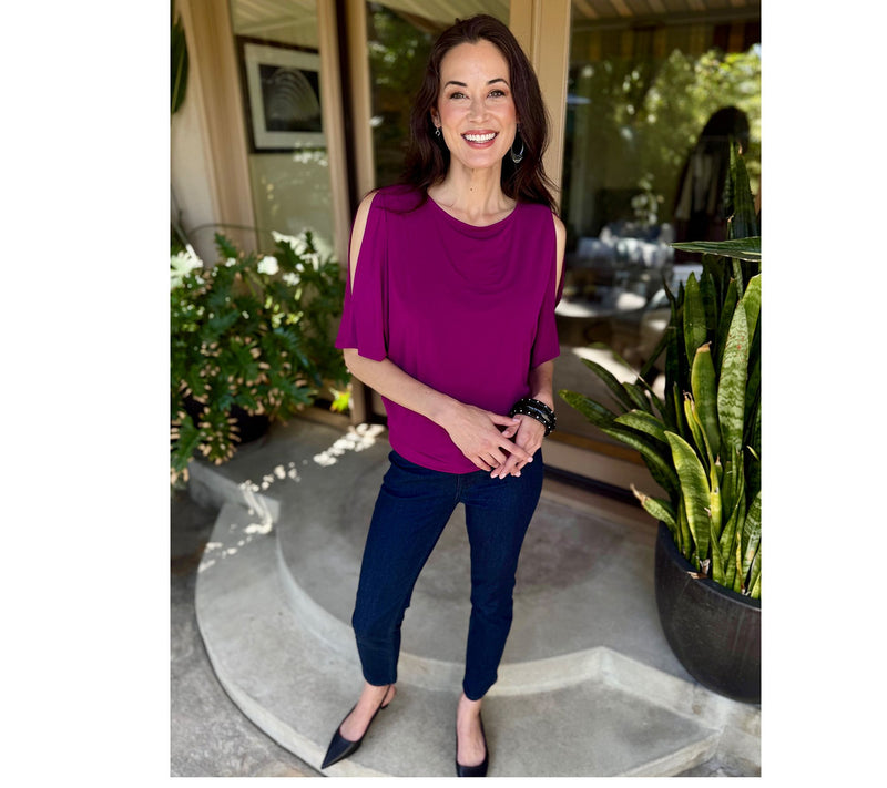 BEAUTIFUL by Lawrence Zarian The Gail Cold Shoulder Dolman Sleeve Top — View 15