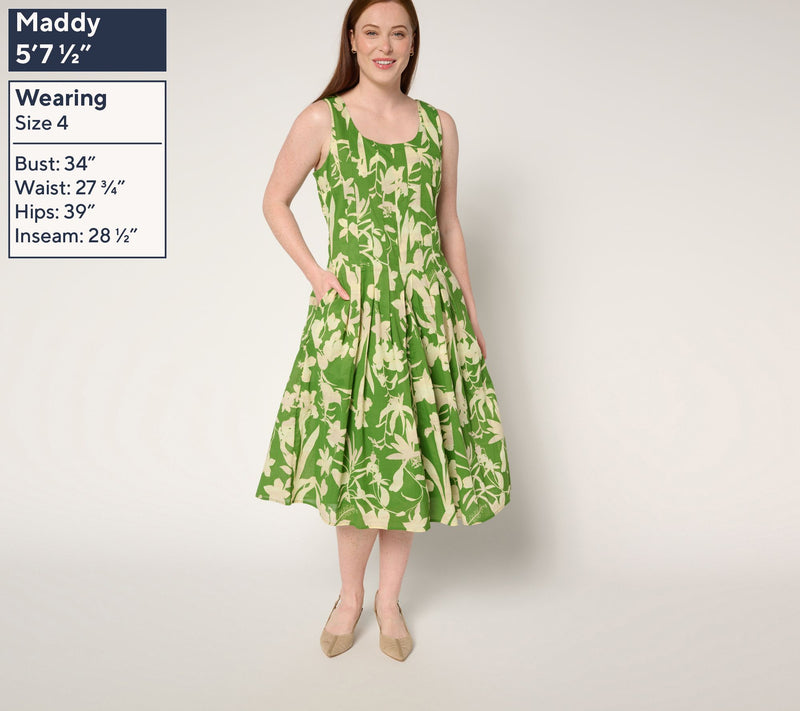 BEAUTIFUL by Lawrence Zarian Amanda Regular Cotton Printed Midi Dress — View 11