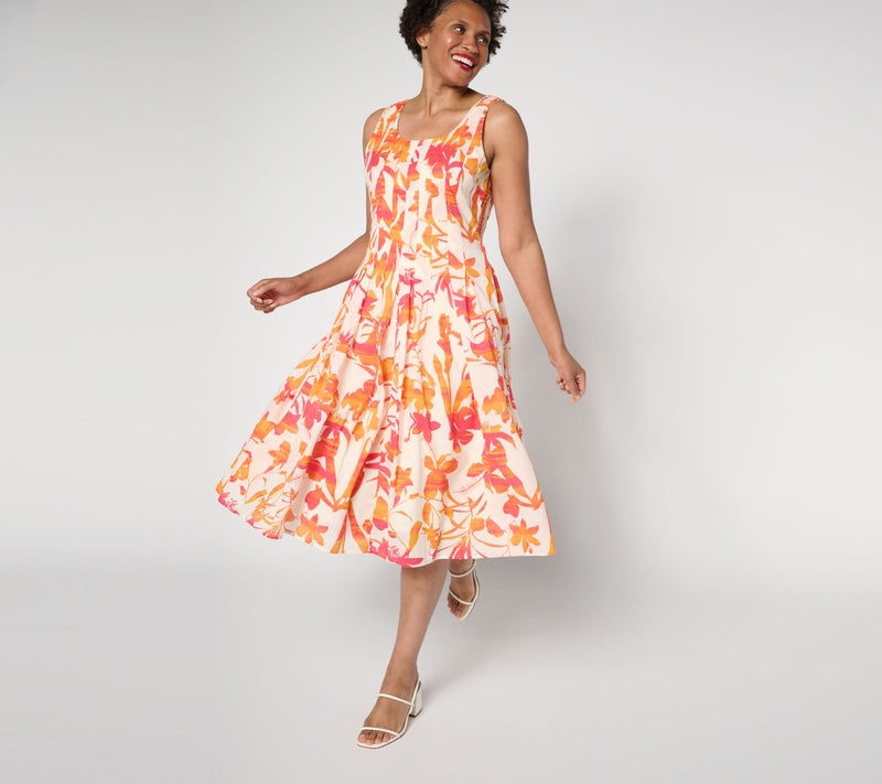 BEAUTIFUL by Lawrence Zarian Amanda Regular Cotton Printed Midi Dress — View 6
