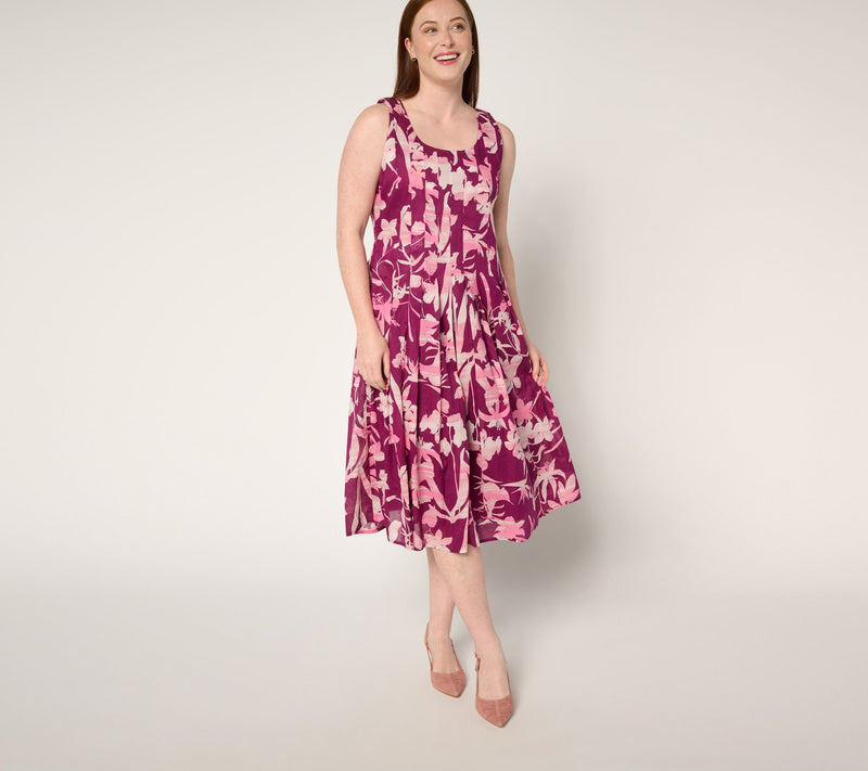 BEAUTIFUL by Lawrence Zarian Amanda Petite Cotton Printed Midi Dress — View 3