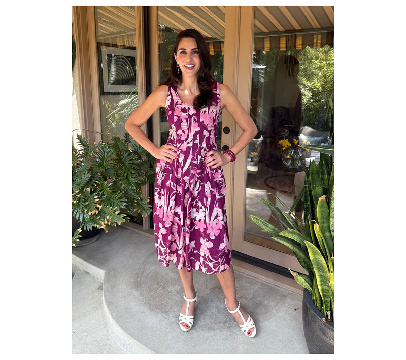 BEAUTIFUL by Lawrence Zarian Amanda Petite Cotton Printed Midi Dress — View 15