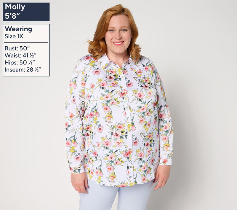 nicole by Nicole Miller Regular Button Front Boyfriend Shirt — View 12